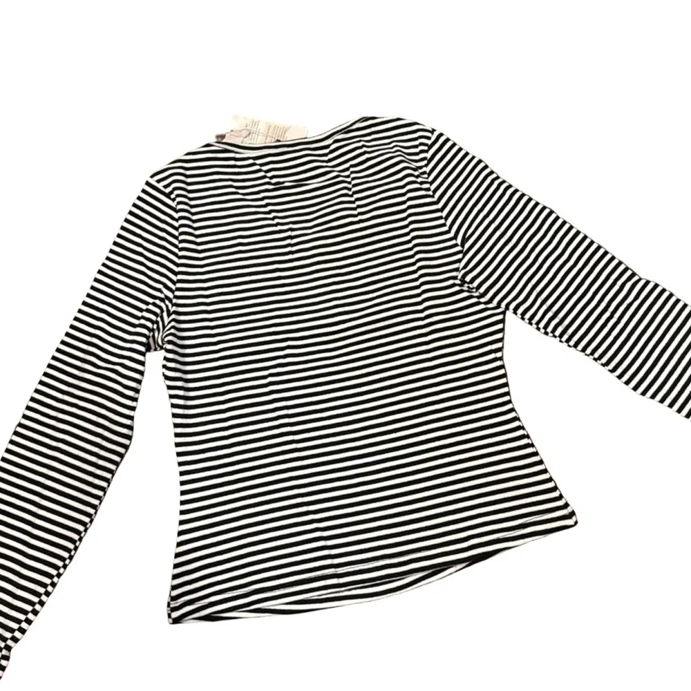 Women’s Long Sleeve Striped Henley T Shirts V Neck Y2K Tunic New w/ Tags Size L